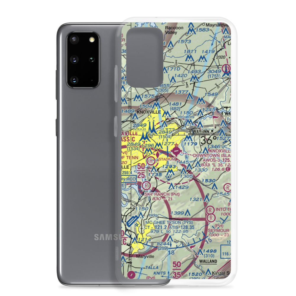 Knoxville Downtown Island Airport (DKX) VFR Sectional Samsung Case Samsung Galaxy S20 Plus model shown