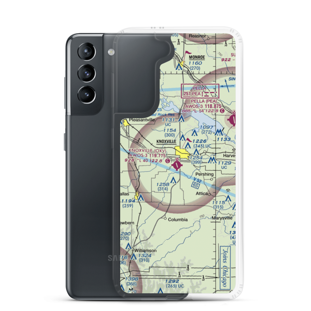 Knoxville Municipal Airport (OXV) VFR Sectional Samsung Case Samsung Galaxy S21 model shown