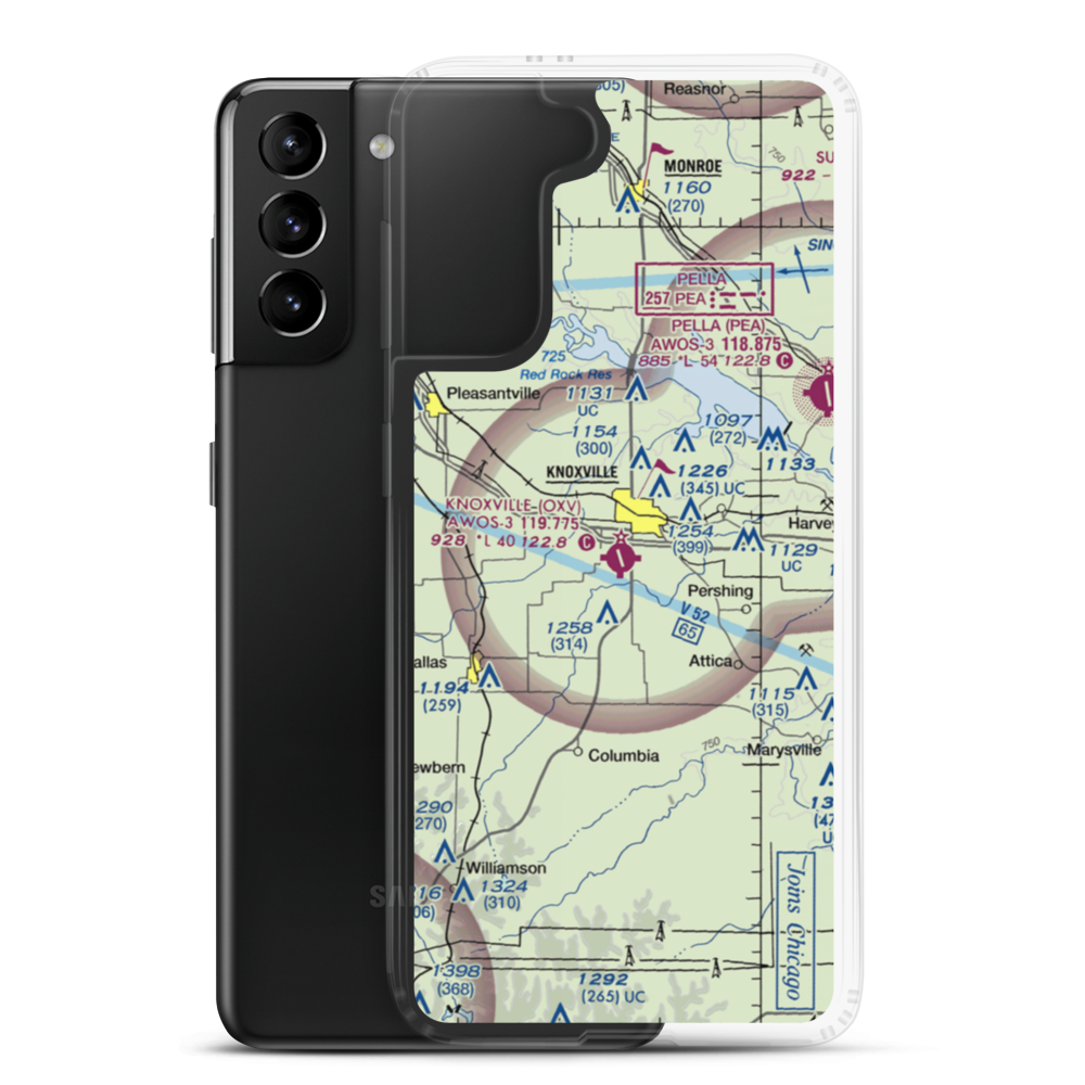 Knoxville Municipal Airport (OXV) VFR Sectional Samsung Case Samsung Galaxy S21 Plus model shown