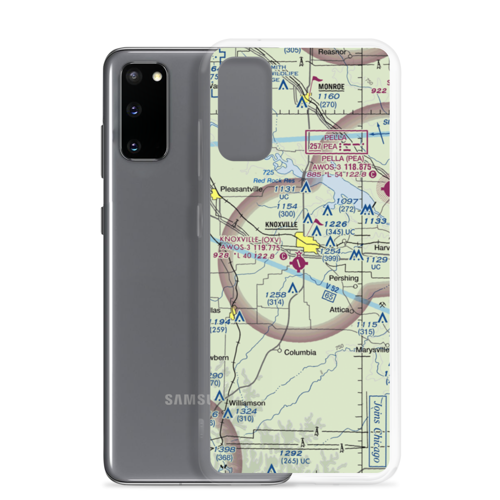 Knoxville Municipal Airport (OXV) VFR Sectional Samsung Case Samsung Galaxy S20 model shown
