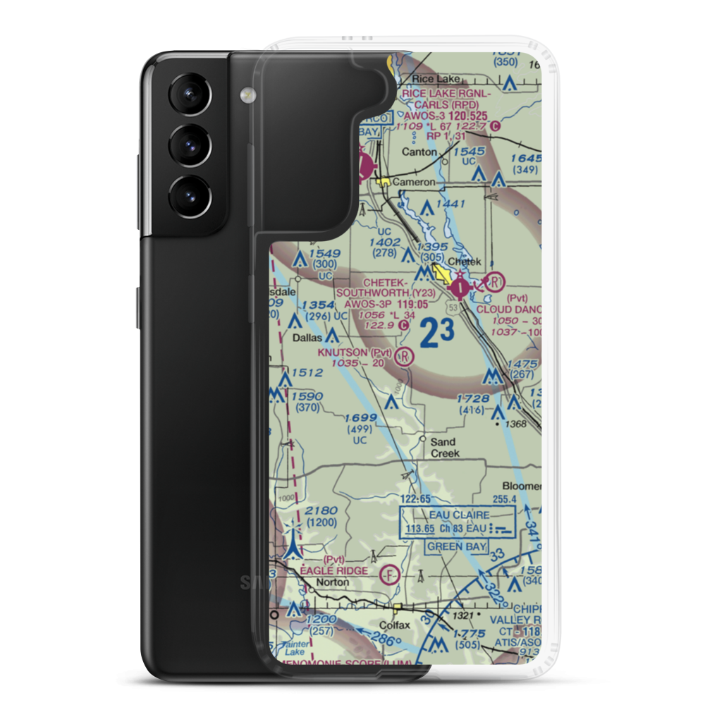 Knutson Farms Airport (3WN6) VFR Sectional Samsung Case Samsung Galaxy S21 Plus model shown