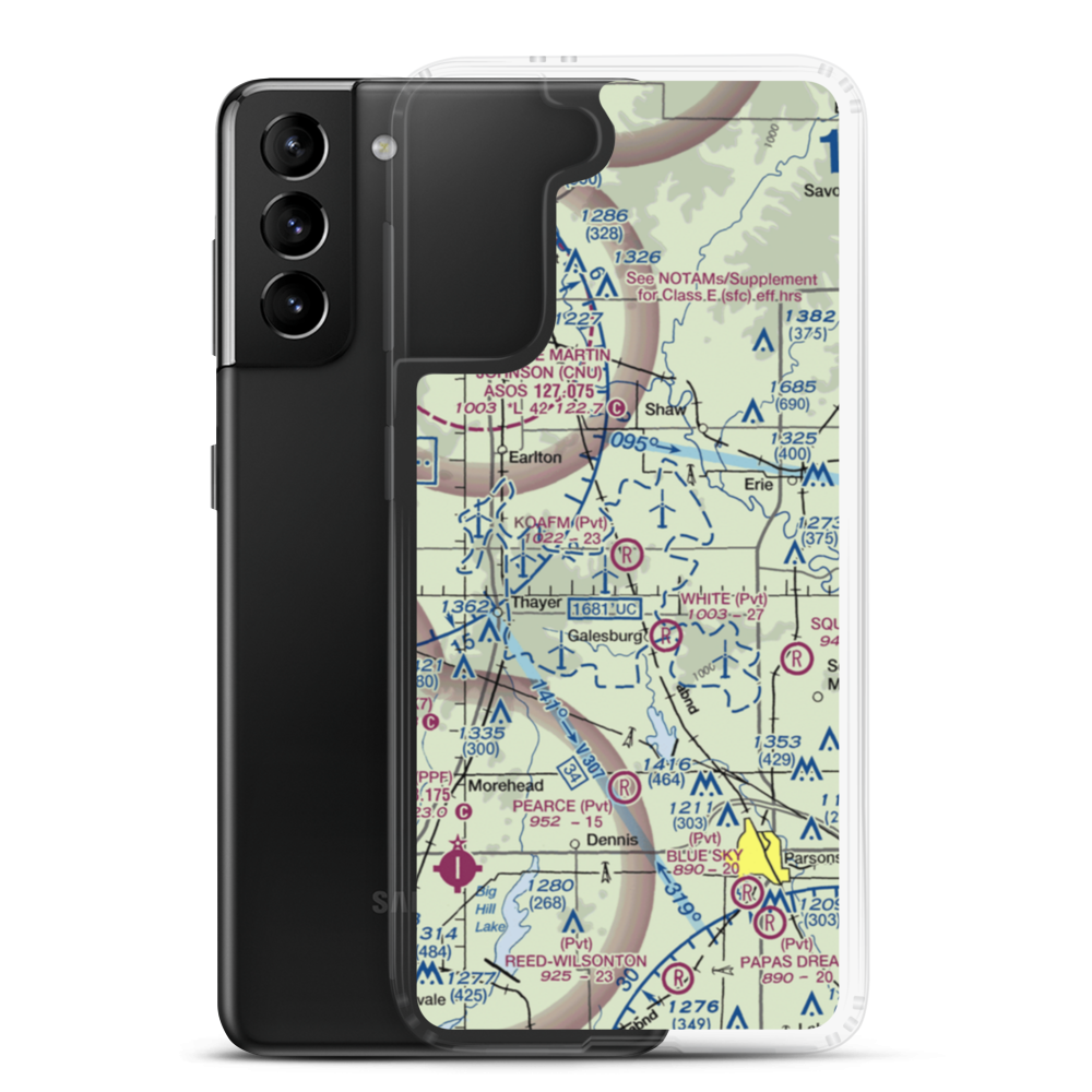 Koafm Airport (45KS) VFR Sectional Samsung Case Samsung Galaxy S21 Plus model shown