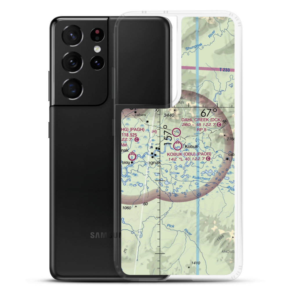 Kobuk Airport (OBU) VFR Sectional Samsung Case Samsung Galaxy S21 Ultra model shown