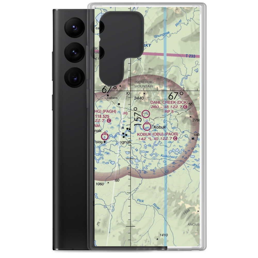 Kobuk Airport (OBU) VFR Sectional Samsung Case Samsung Galaxy S22 Ultra model shown