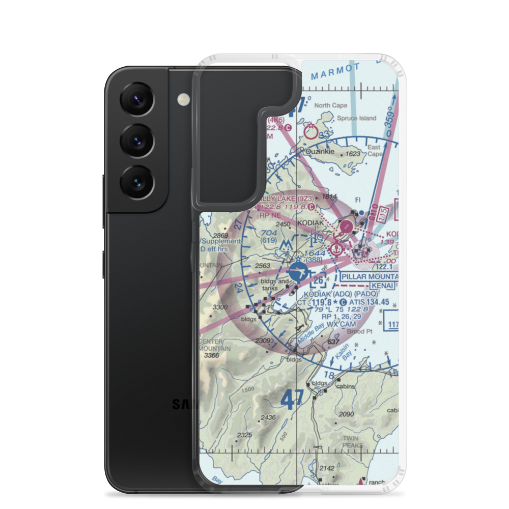 Kodiak Airport (ADQ) VFR Sectional Samsung Case Samsung Galaxy S22 model shown