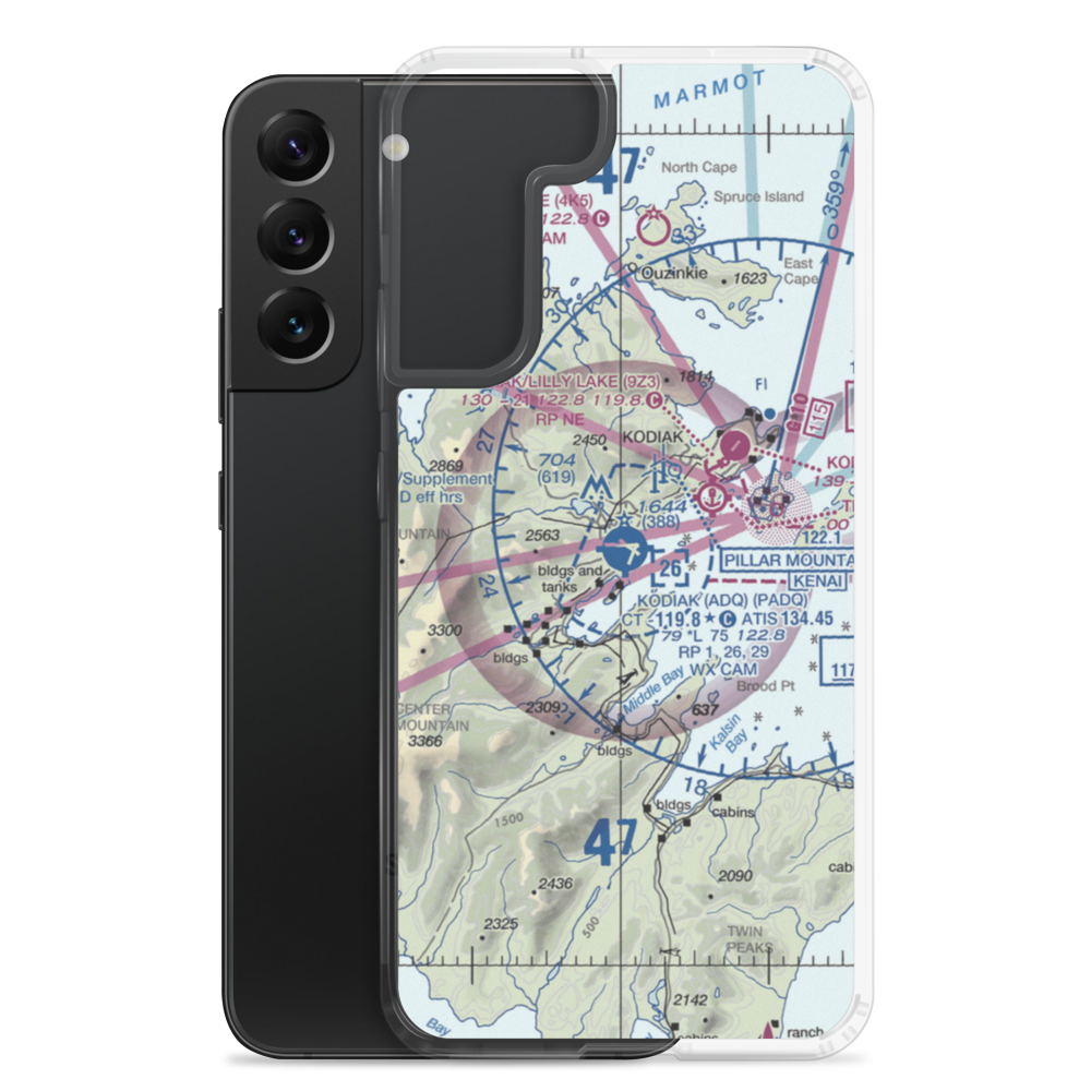 Kodiak Airport (ADQ) VFR Sectional Samsung Case Samsung Galaxy S22 Plus model shown