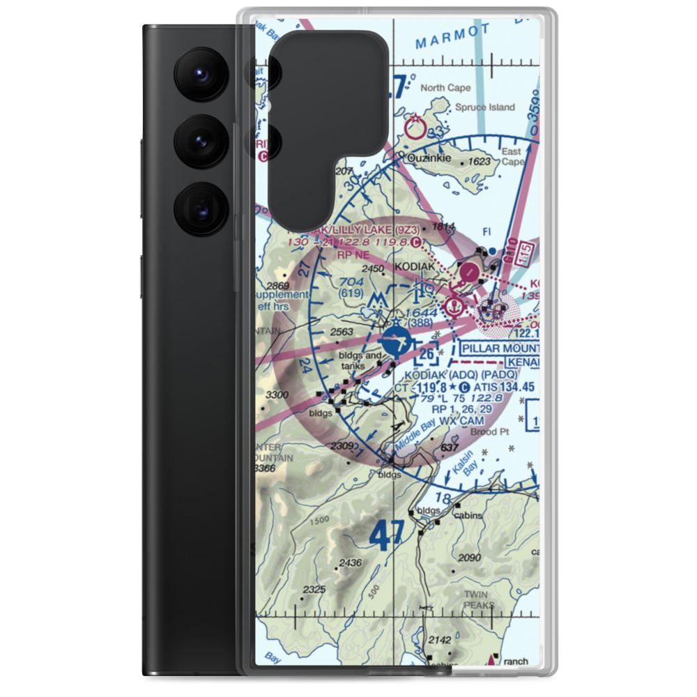 Kodiak Airport (ADQ) VFR Sectional Samsung Case Samsung Galaxy S22 Ultra model shown