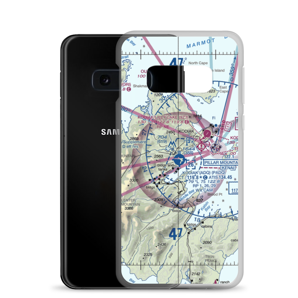 Kodiak Airport (ADQ) VFR Sectional Samsung Case Samsung Galaxy S10e model shown