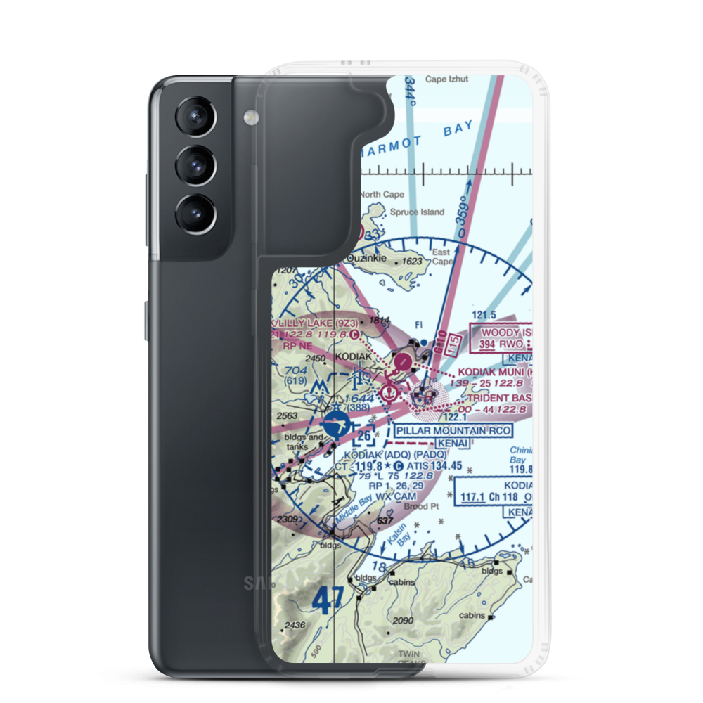 Kodiak Municipal Airport (KDK) VFR Sectional Samsung Case Samsung Galaxy S21 model shown