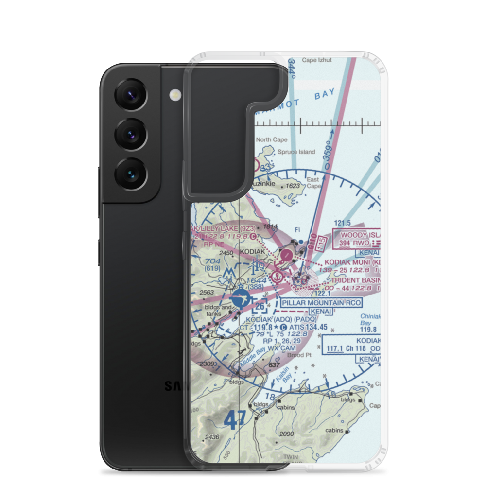 Kodiak Municipal Airport (KDK) VFR Sectional Samsung Case Samsung Galaxy S22 model shown