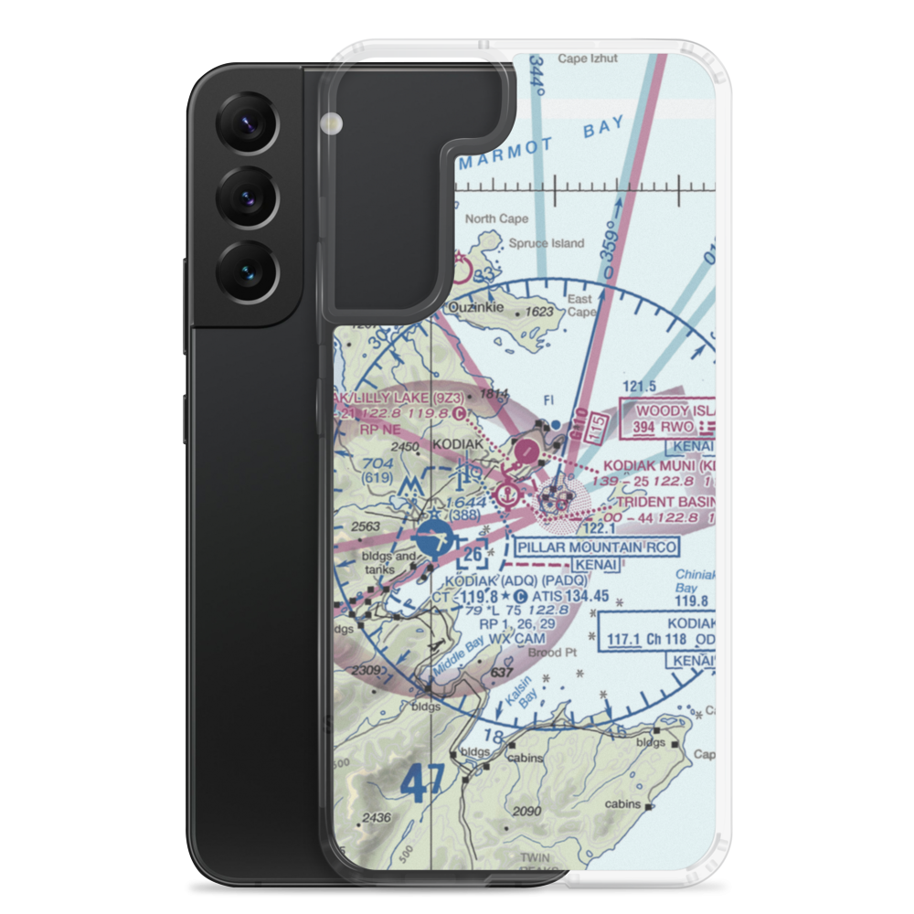 Kodiak Municipal Airport (KDK) VFR Sectional Samsung Case Samsung Galaxy S22 Plus model shown