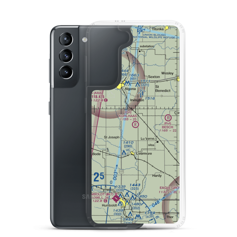 Kohlhaas Airport (IA83) VFR Sectional Samsung Case Samsung Galaxy S21 model shown
