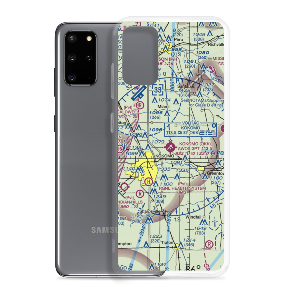 Kokomo Municipal Airport (OKK) VFR Sectional Samsung Case Samsung Galaxy S20 Plus model shown