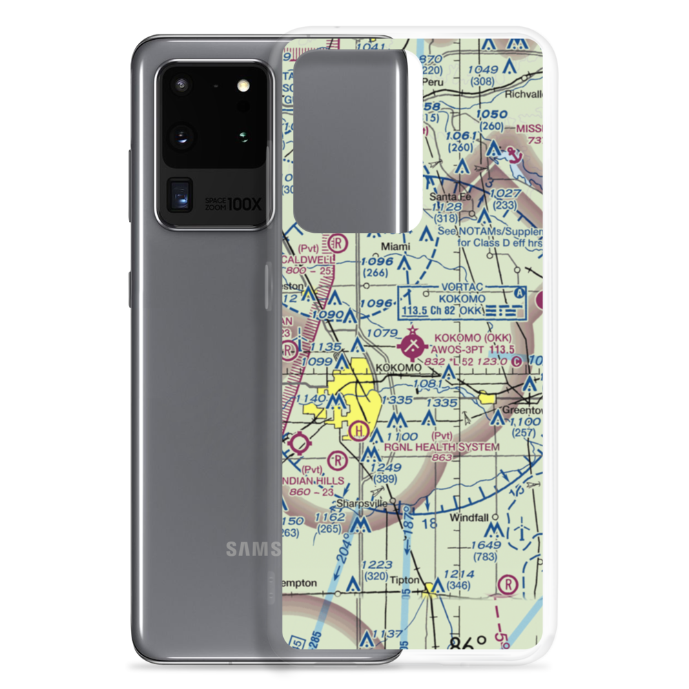 Kokomo Municipal Airport (OKK) VFR Sectional Samsung Case Samsung Galaxy S20 Ultra model shown