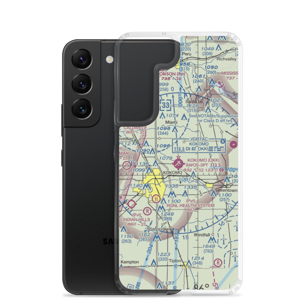 Kokomo Municipal Airport (OKK) VFR Sectional Samsung Case Samsung Galaxy S22 model shown