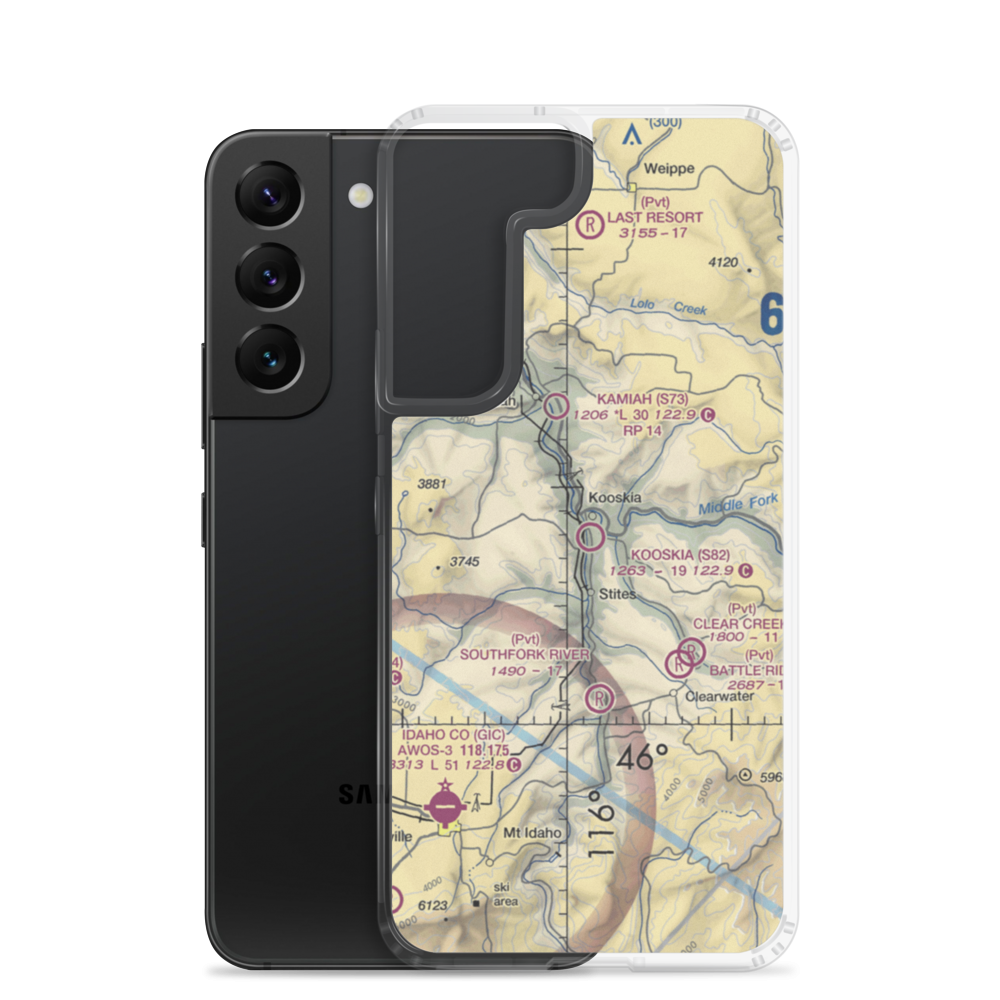 Kooskia Municipal Airport (S82) VFR Sectional Samsung Case Samsung Galaxy S22 model shown