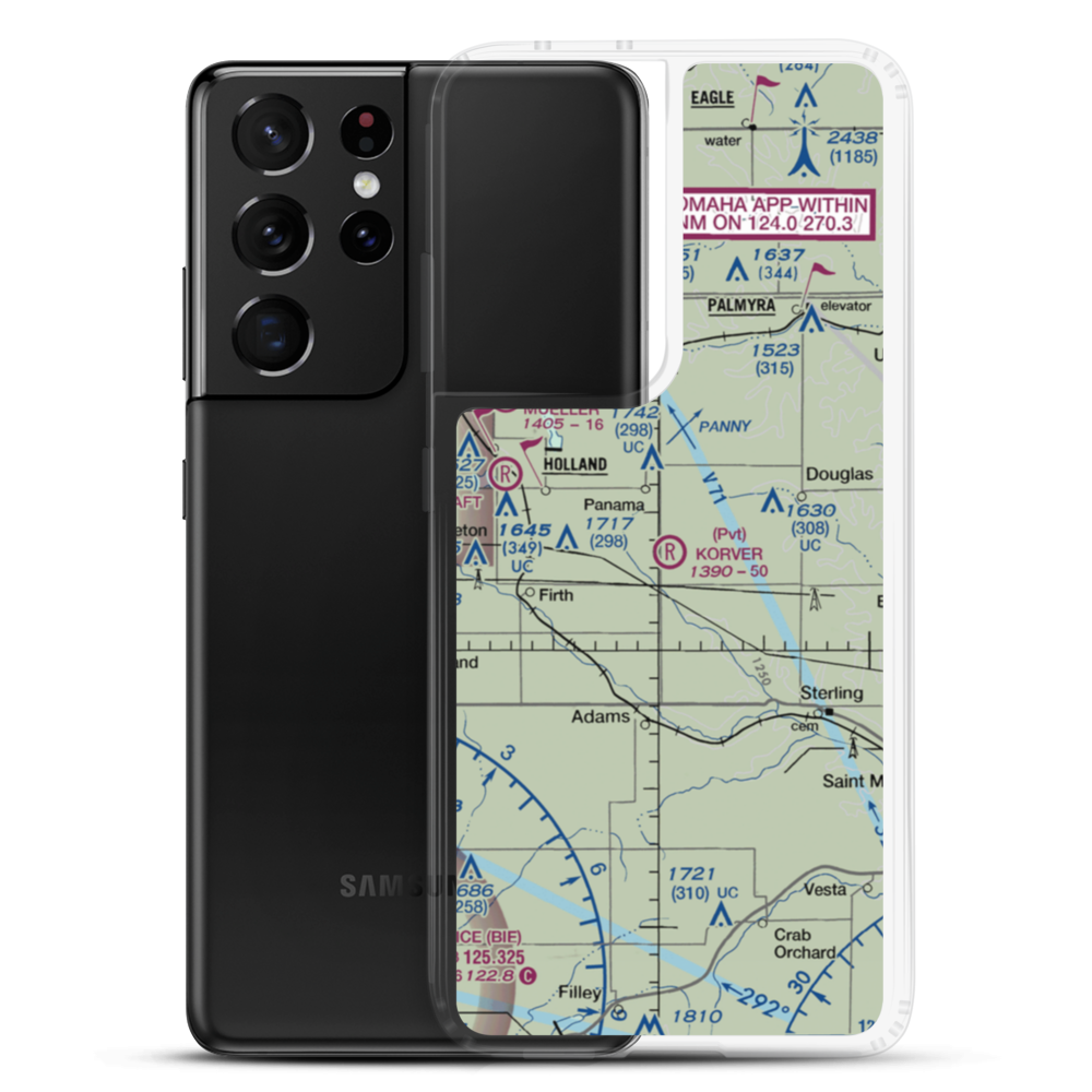 Korver Airport (16NE) VFR Sectional Samsung Case Samsung Galaxy S21 Ultra model shown
