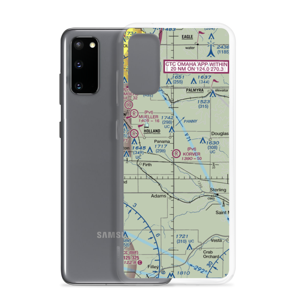 Korver Airport (16NE) VFR Sectional Samsung Case Samsung Galaxy S20 model shown