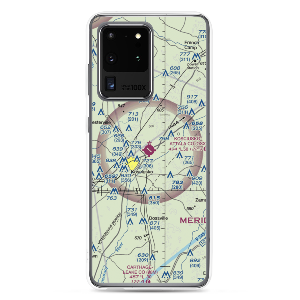 Kosciusko Attala County Airport (OSX) VFR Sectional Samsung Case Samsung Galaxy S20 Ultra model shown