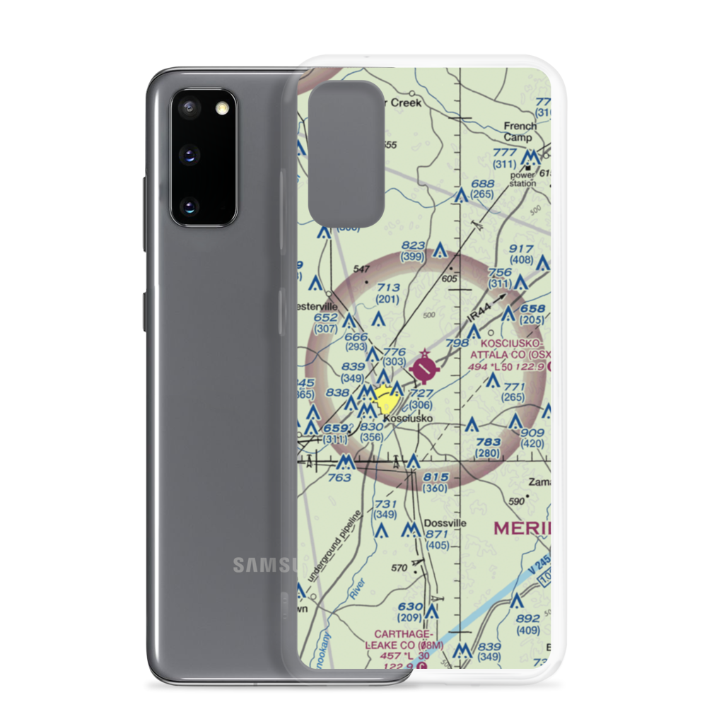 Kosciusko Attala County Airport (OSX) VFR Sectional Samsung Case Samsung Galaxy S20 model shown