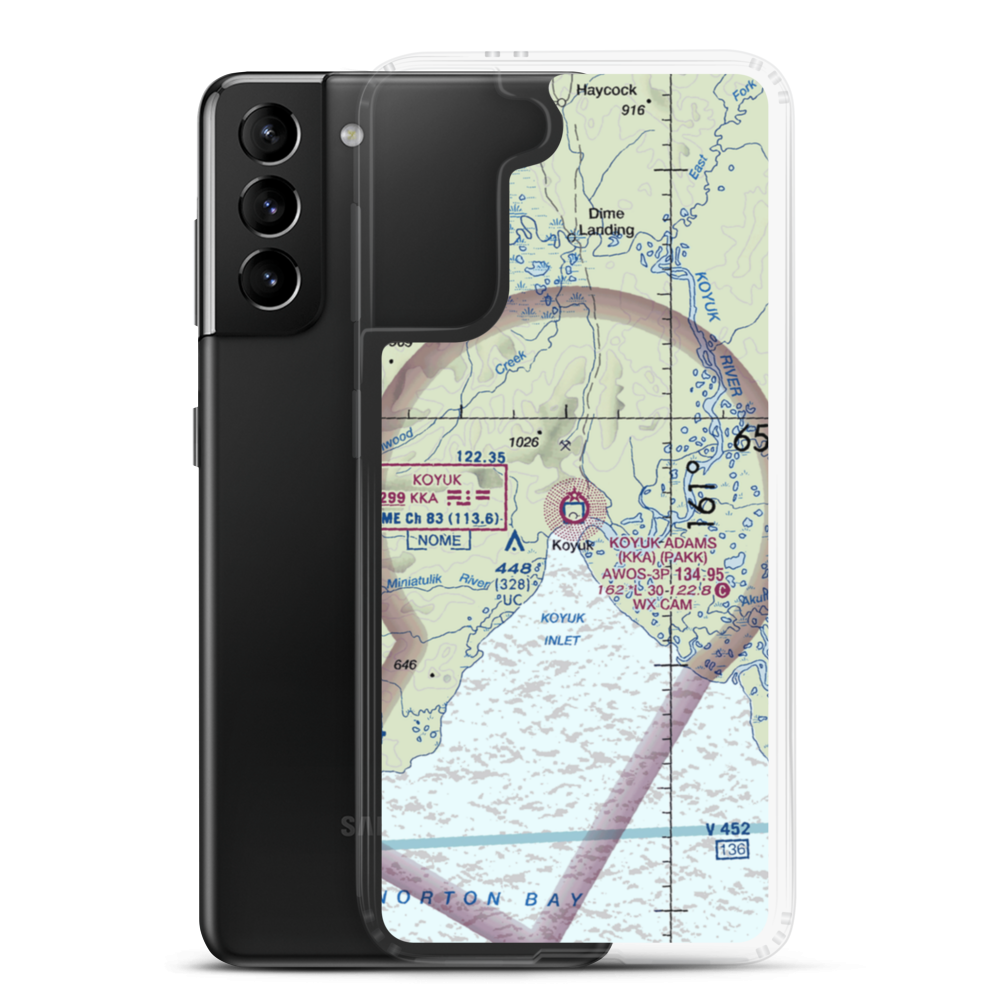 Koyuk Alfred Adams Airport (KKA) VFR Sectional Samsung Case Samsung Galaxy S21 Plus model shown