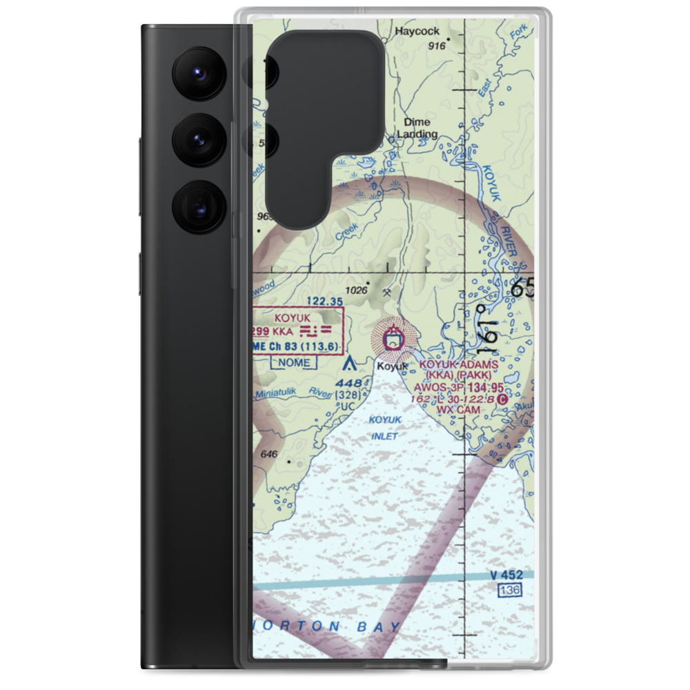 Koyuk Alfred Adams Airport (KKA) VFR Sectional Samsung Case Samsung Galaxy S22 Ultra model shown