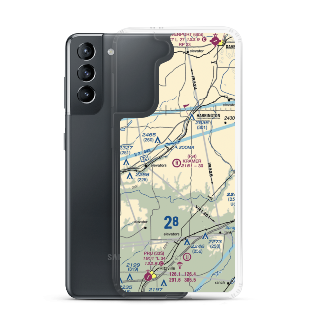 Kramer Ranch Airport (2WA8) VFR Sectional Samsung Case Samsung Galaxy S21 model shown