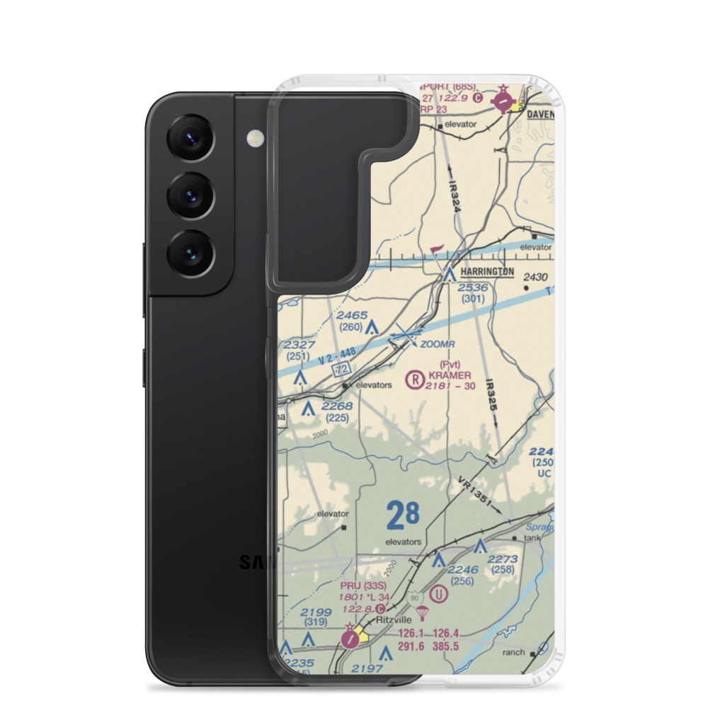 Kramer Ranch Airport (2WA8) VFR Sectional Samsung Case Samsung Galaxy S22 model shown