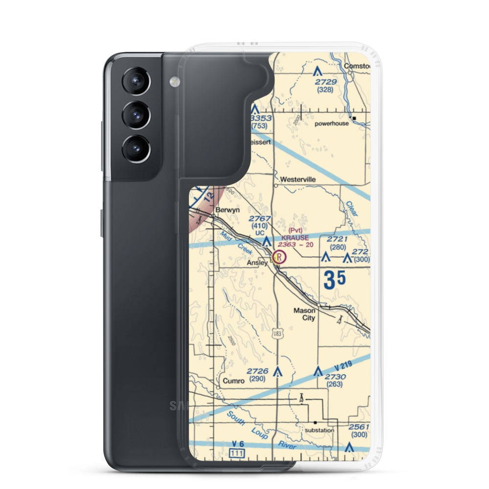 Krause Private Airport (NE45) VFR Sectional Samsung Case Samsung Galaxy S21 model shown