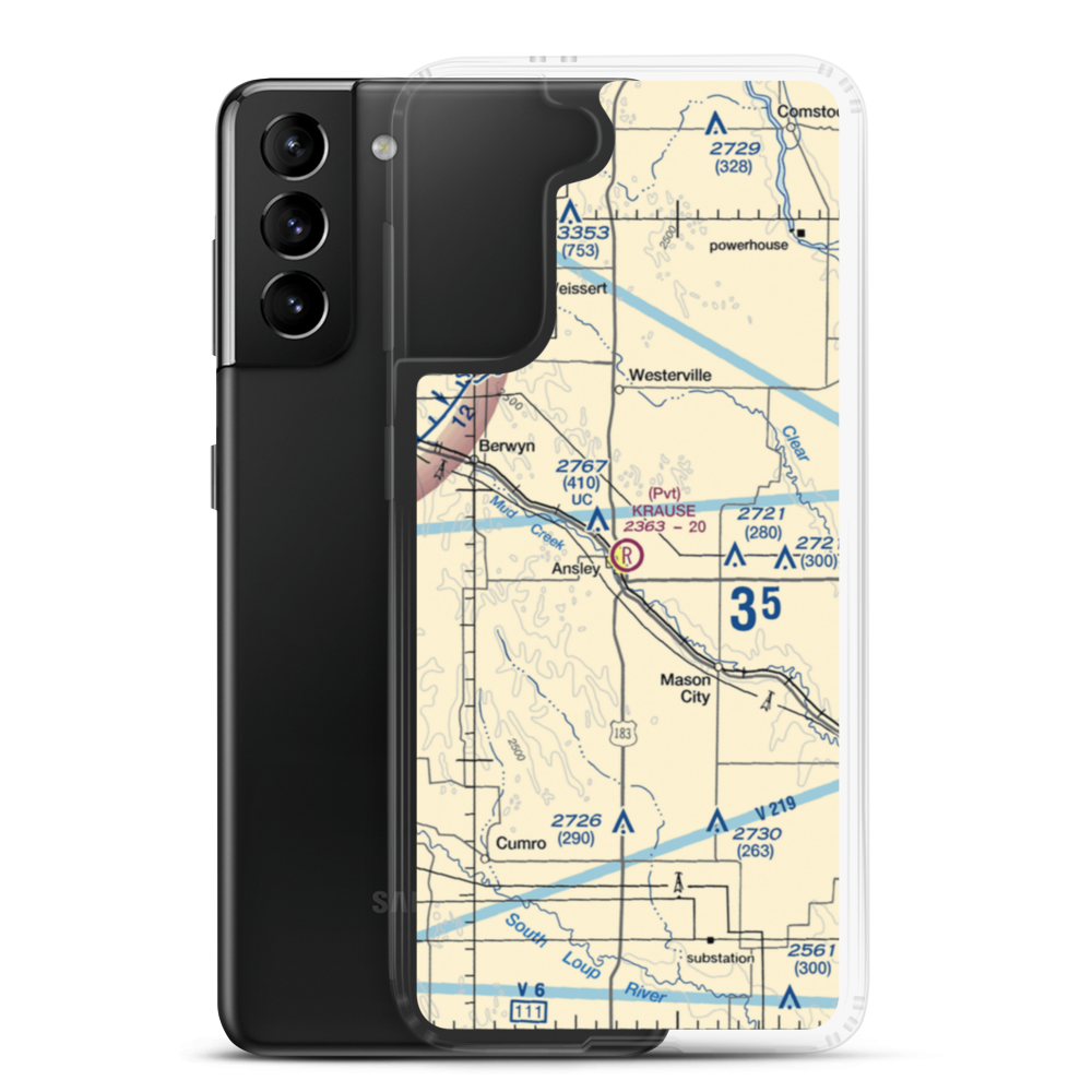Krause Private Airport (NE45) VFR Sectional Samsung Case Samsung Galaxy S21 Plus model shown