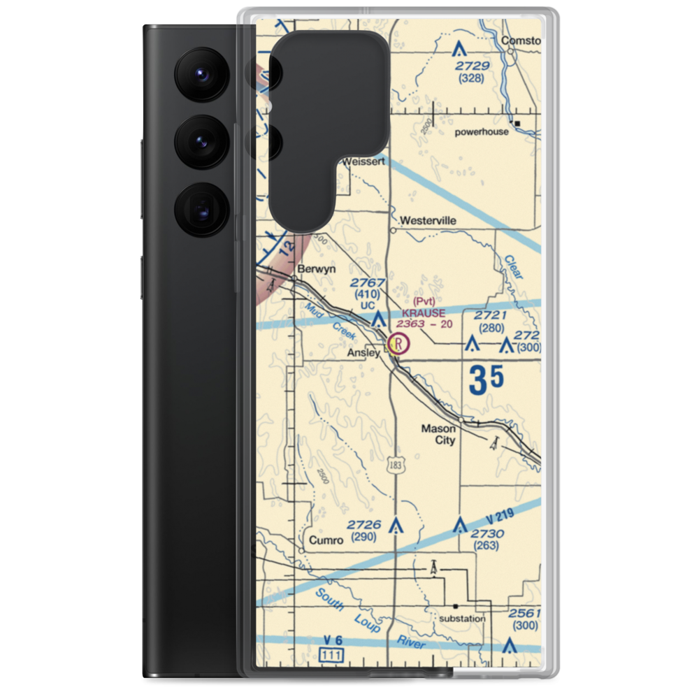 Krause Private Airport (NE45) VFR Sectional Samsung Case Samsung Galaxy S22 Ultra model shown