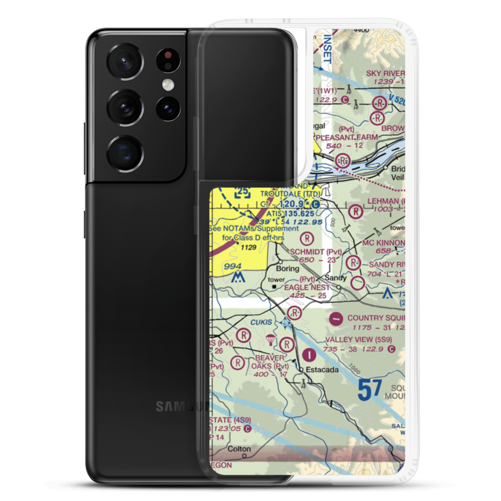 Krueger Airport (OR72) VFR Sectional Samsung Case Samsung Galaxy S21 Ultra model shown