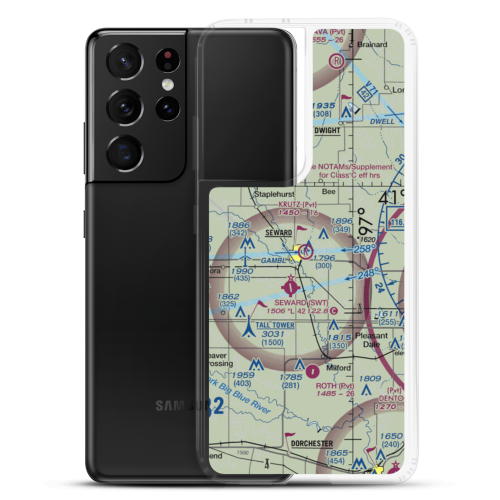 Krutz Airport (NE18) VFR Sectional Samsung Case Samsung Galaxy S21 Ultra model shown