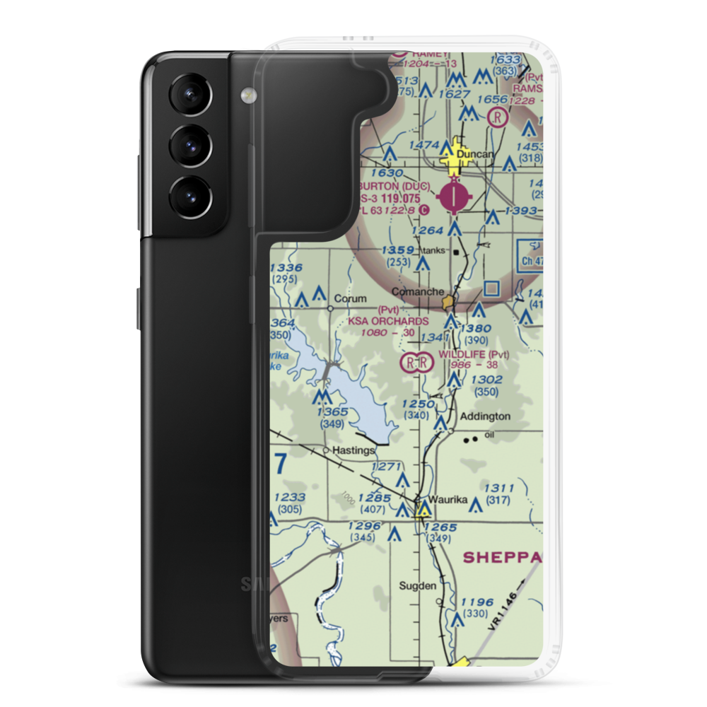 Ksa Orchards Airport (OK11) VFR Sectional Samsung Case Samsung Galaxy S21 Plus model shown