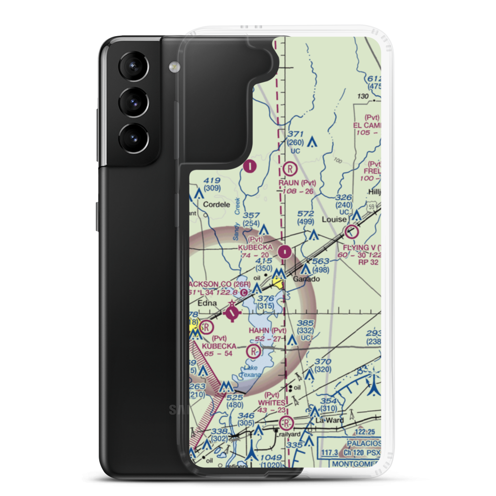 Kubecka Aviation Airport (TS08) VFR Sectional Samsung Case Samsung Galaxy S21 Plus model shown