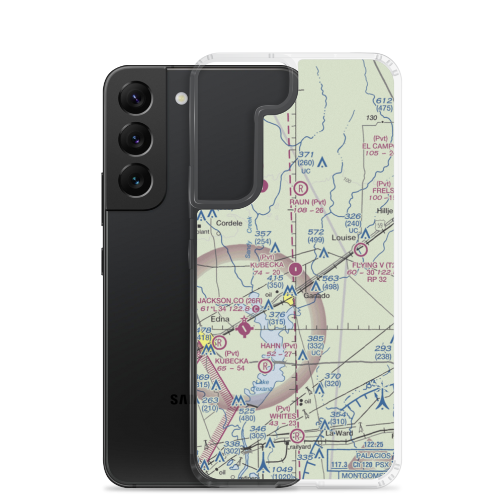 Kubecka Aviation Airport (TS08) VFR Sectional Samsung Case Samsung Galaxy S22 model shown