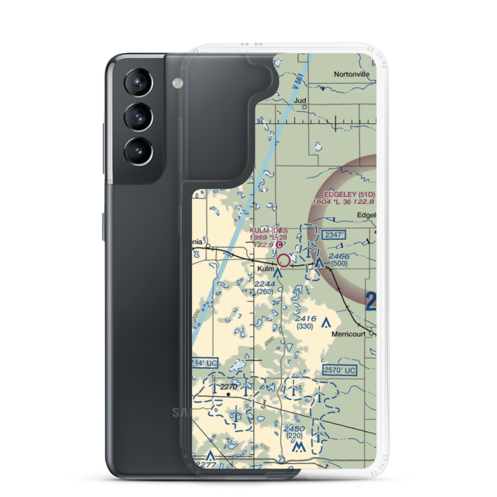 Kulm Municipal Airport (D03) VFR Sectional Samsung Case Samsung Galaxy S21 model shown