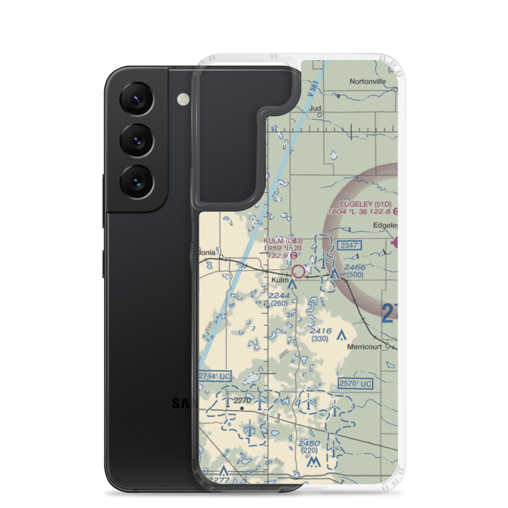 Kulm Municipal Airport (D03) VFR Sectional Samsung Case Samsung Galaxy S22 model shown