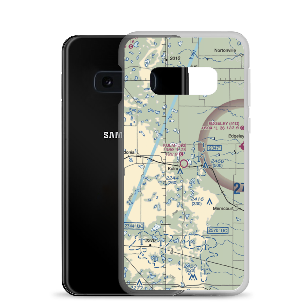 Kulm Municipal Airport (D03) VFR Sectional Samsung Case Samsung Galaxy S10e model shown