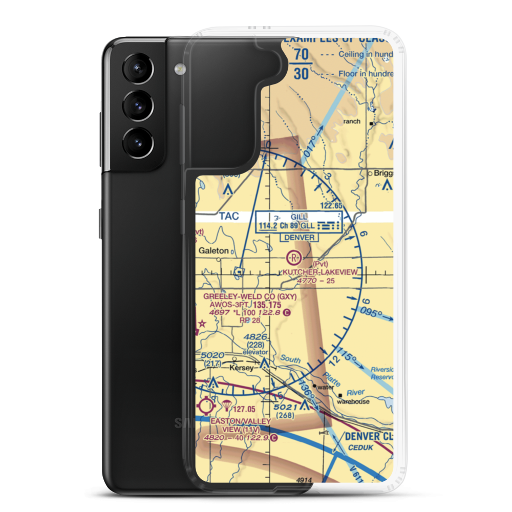 Kutcher-Lakeview Airport (CO26) VFR Sectional Samsung Case Samsung Galaxy S21 Plus model shown