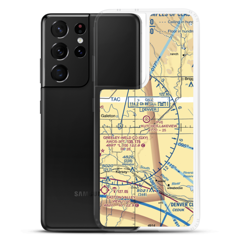 Kutcher-Lakeview Airport (CO26) VFR Sectional Samsung Case Samsung Galaxy S21 Ultra model shown