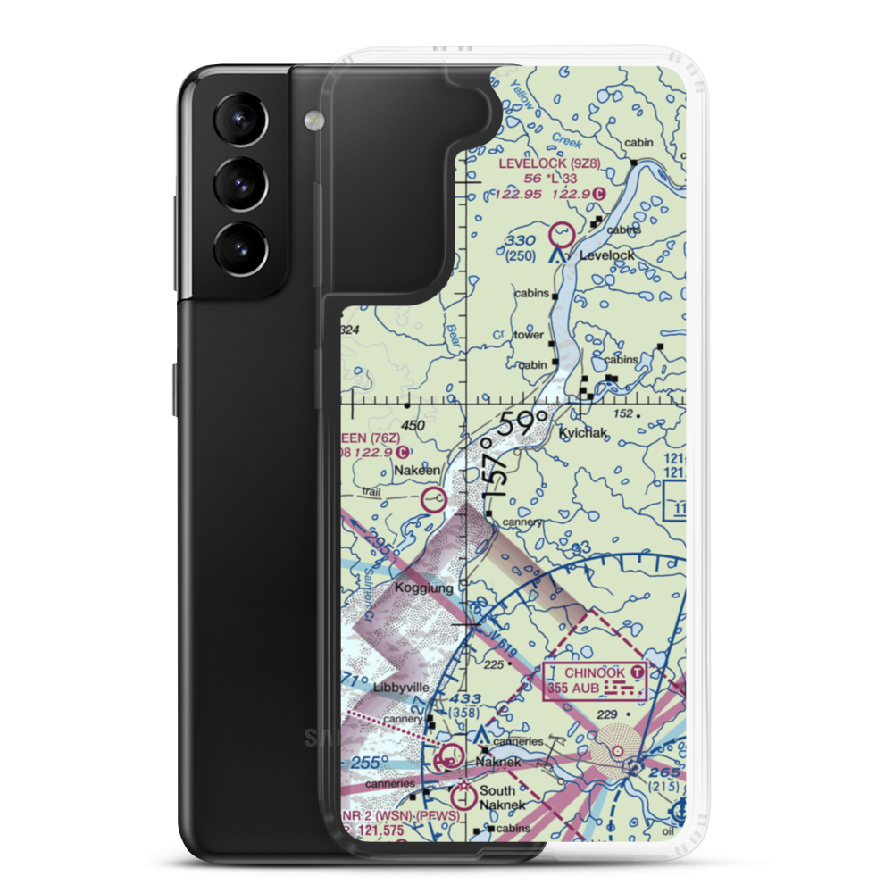 Kvichak /Diamond J/ Airport (9Z7) VFR Sectional Samsung Case Samsung Galaxy S21 Plus model shown