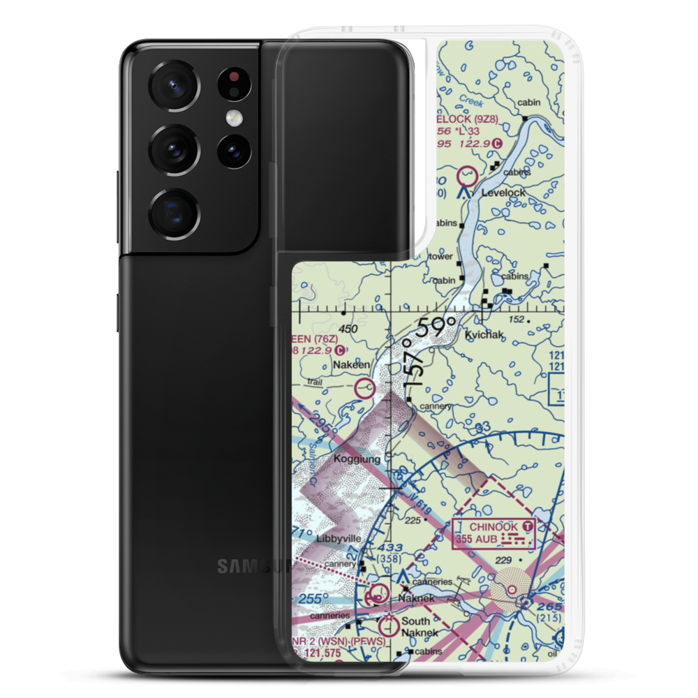 Kvichak /Diamond J/ Airport (9Z7) VFR Sectional Samsung Case Samsung Galaxy S21 Ultra model shown