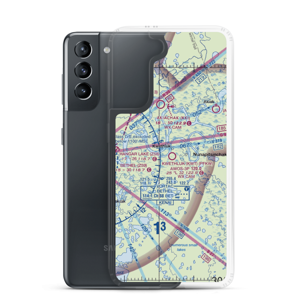 Kwethluk Airport (KWT) VFR Sectional Samsung Case Samsung Galaxy S21 model shown