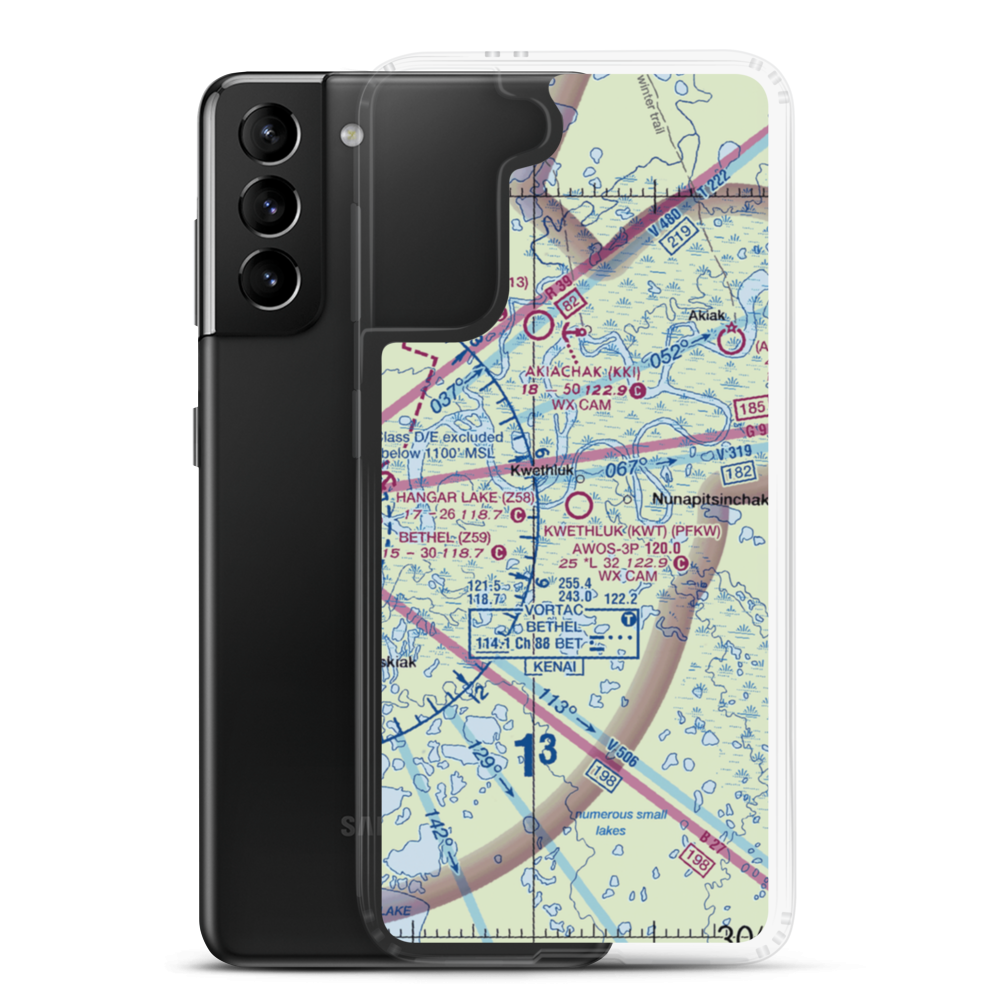 Kwethluk Airport (KWT) VFR Sectional Samsung Case Samsung Galaxy S21 Plus model shown