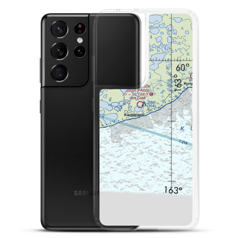 Kwigillingok Seaplane Base (KWK) VFR Sectional Samsung Case Samsung Galaxy S21 Ultra model shown