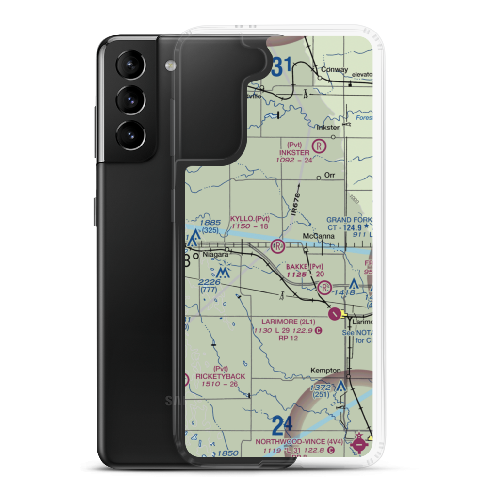 Kyllo Airport (84ND) VFR Sectional Samsung Case Samsung Galaxy S21 Plus model shown