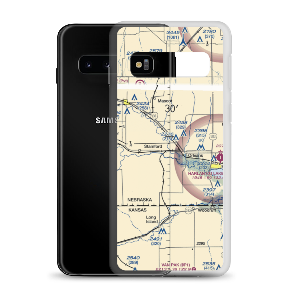 L J Bose Airstrip (67NE) VFR Sectional Samsung Case Samsung Galaxy S10 model shown