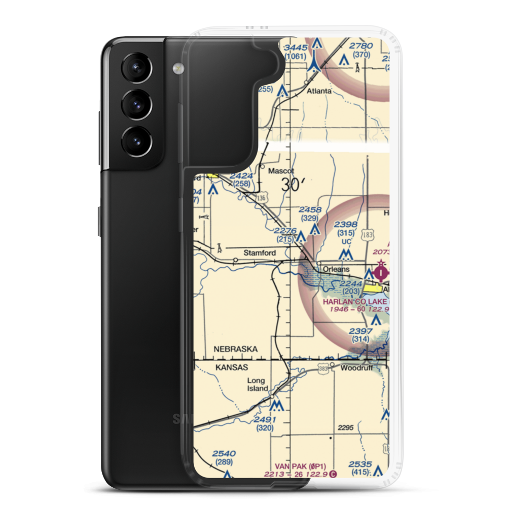 L J Bose Airstrip (67NE) VFR Sectional Samsung Case Samsung Galaxy S21 Plus model shown