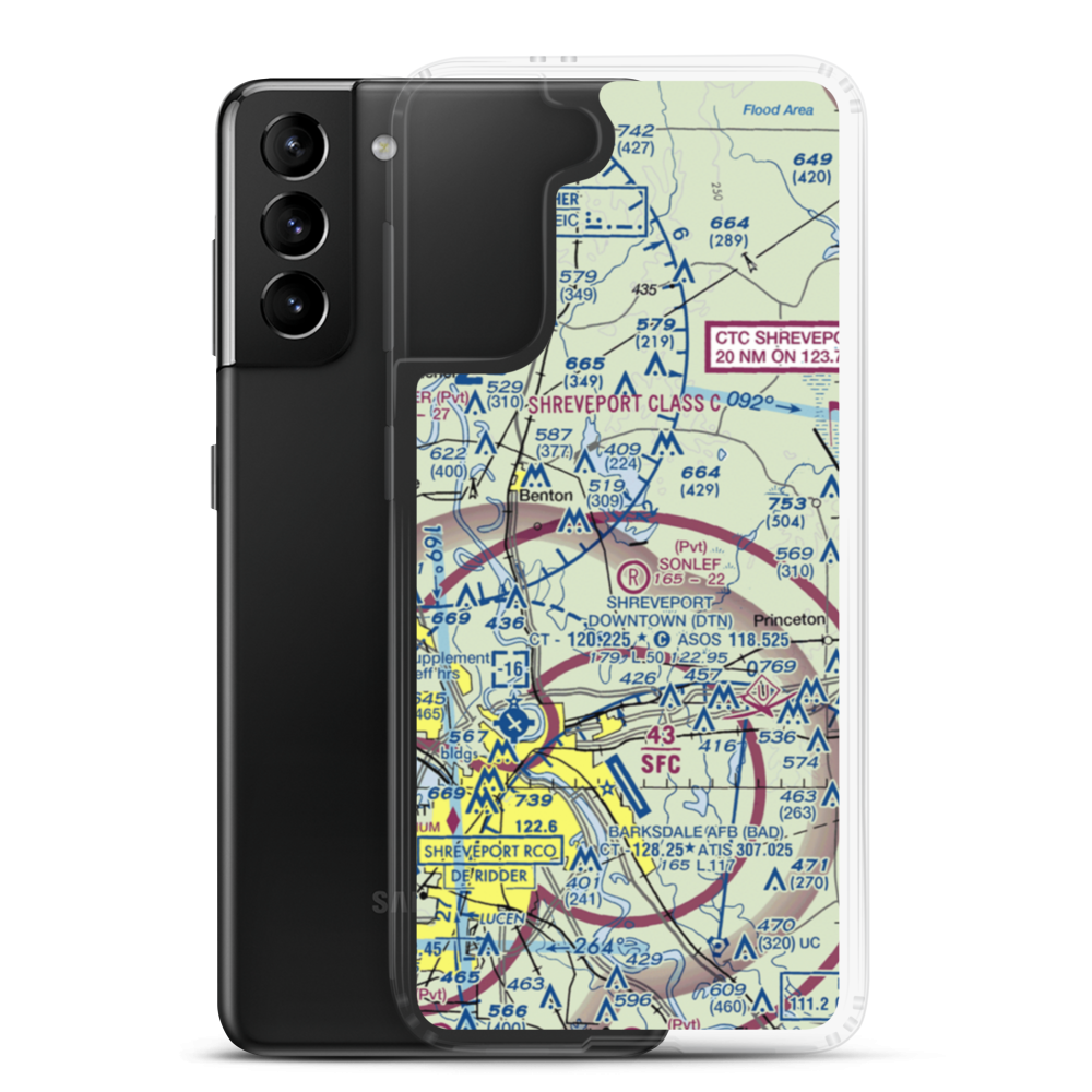 L J Earnest Airport (LS69) VFR Sectional Samsung Case Samsung Galaxy S21 Plus model shown